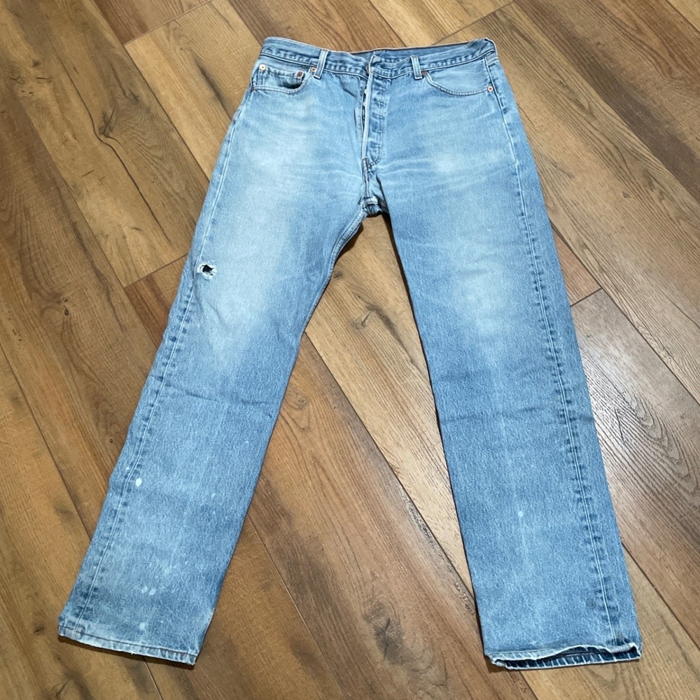 Levis 501xx Mens 35x31.5 Light Wash Straight Leg Button Fly Jeans‎ Made in USA